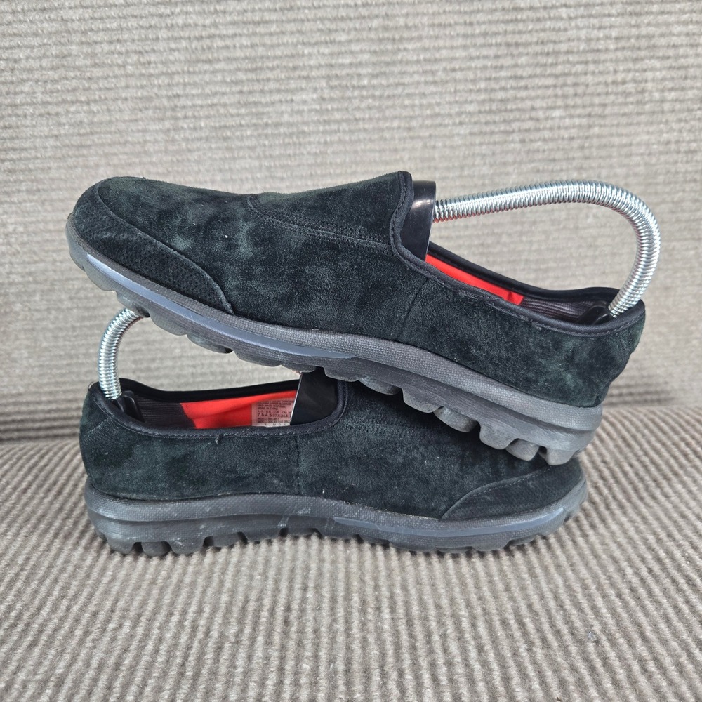 Skechers Womens 7.5 Black Suede GoWalk Original 13511 Resalyte Slip On Shoes
